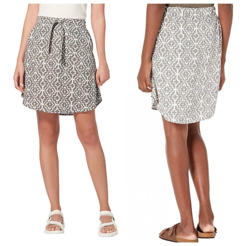 Royal Robbins Bergen Summer Skirt Ivory and Grey Print Hondo   XS
